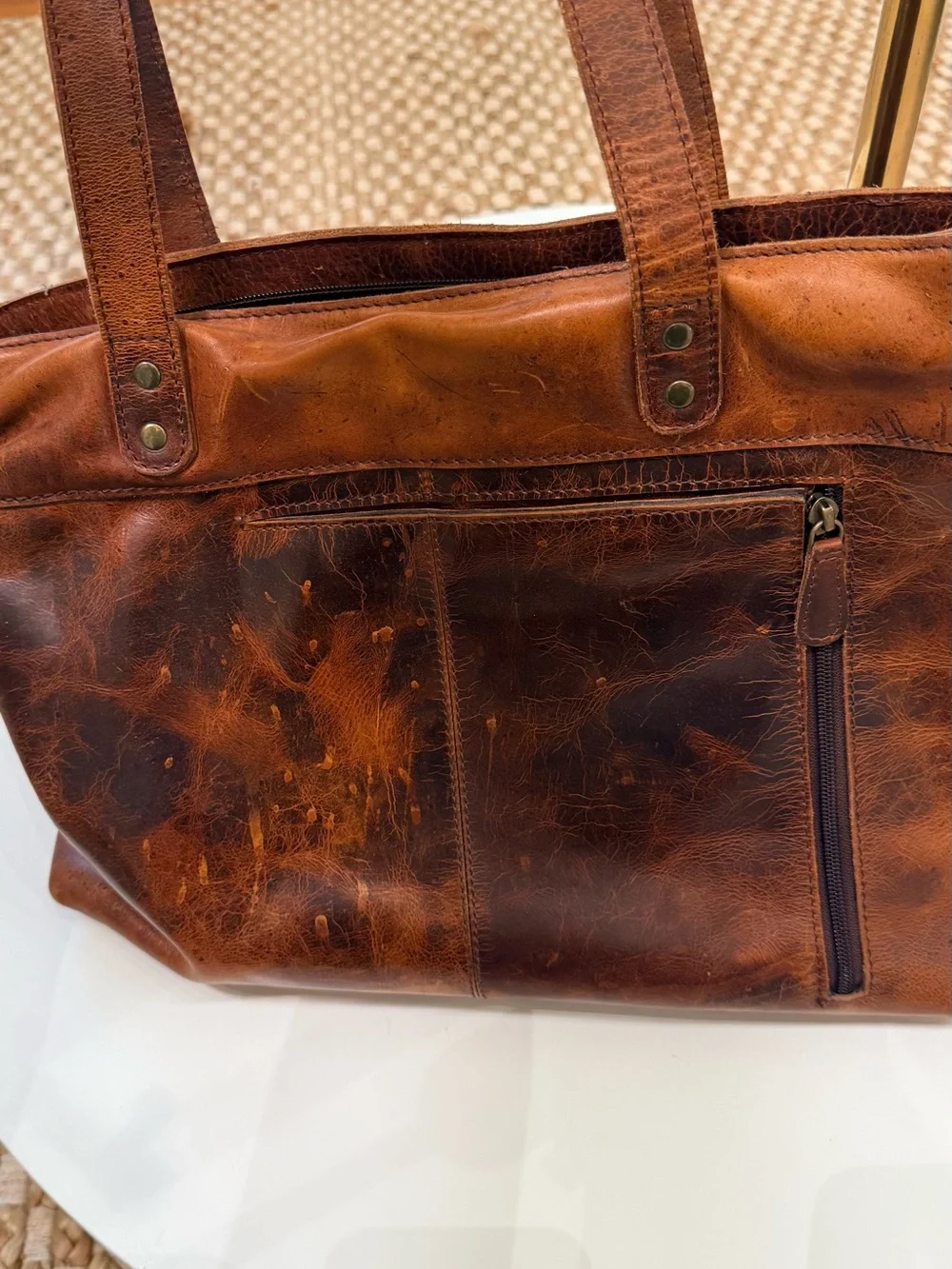 Leather Tote Bag in Distressed Brown - Classic Everyday Carry